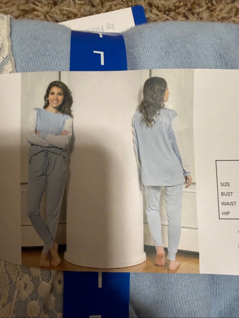 Flora Nikrooz Light Blue & White Lace Long Sleeve Women's Pajama Set - Picture 5 of 5